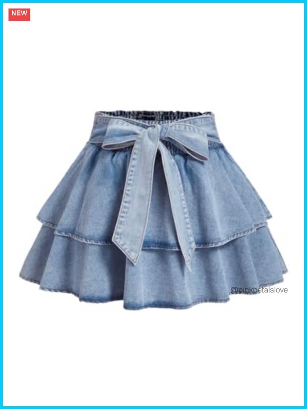 Plus Size Jean Mini Skirt Bow Layered Ruffle Denim